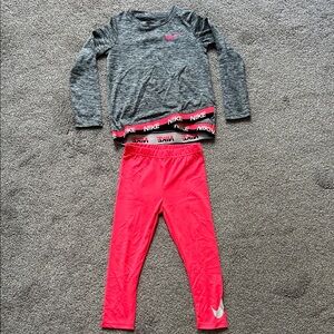 Nike Heather Gray and Bright Pink Girls' Dri-Fit Athletic Set